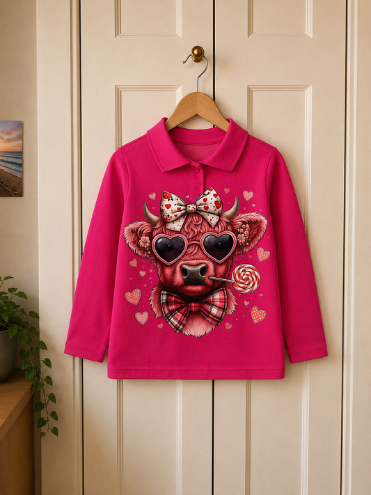 toddler highland cow turtle neck shirts
