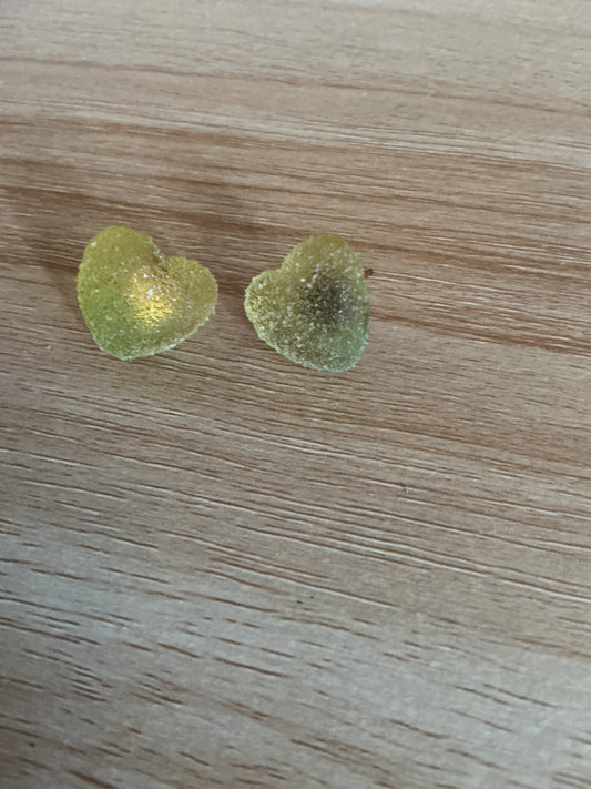 Frosted glass look heart studs
