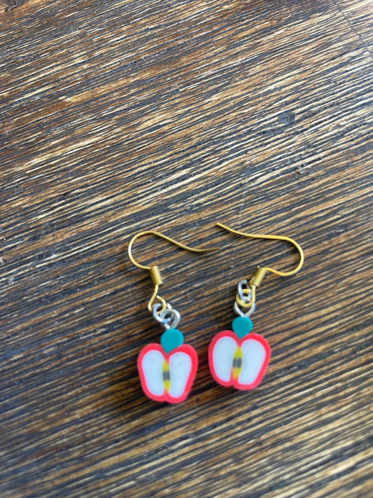 Handmade Mini Apple Slice Earrings – Fun Fruit Jewelry
