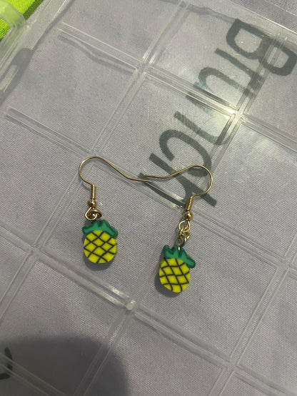 Handmade Pineapple Earrings: Tropical Fruit Dangle Jewelry