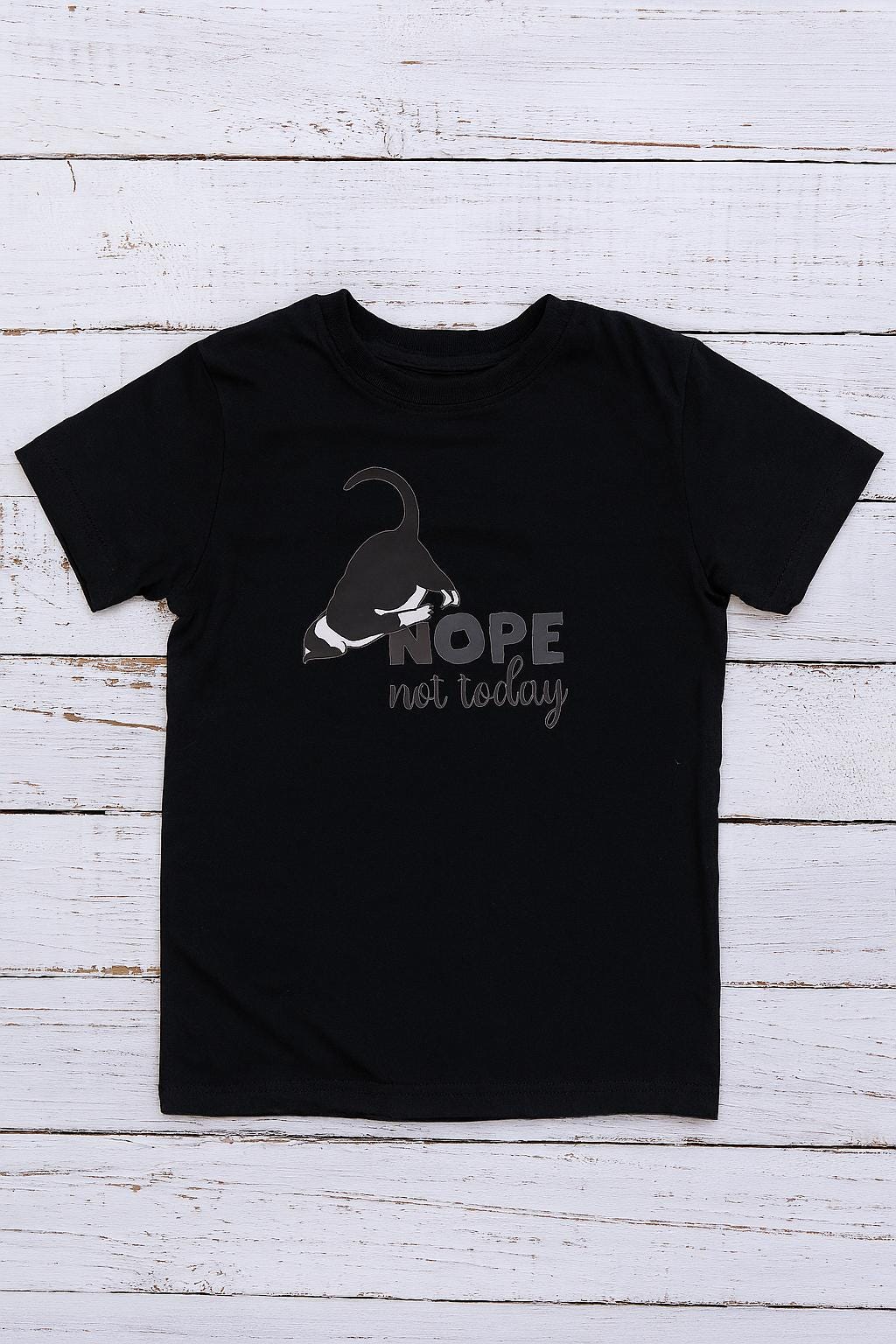 Funny Lazy Cat T-Shirt: NOPE Not Today - Comfy Cotton Kids Tee