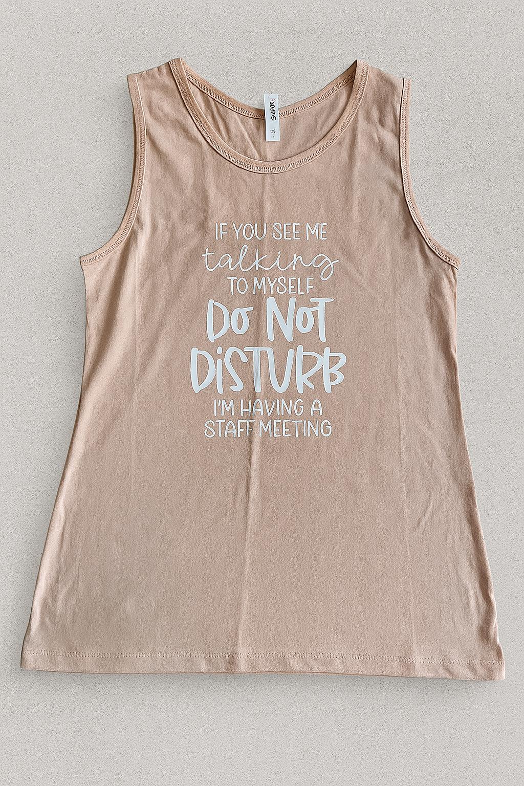 Funny Women's Tank Top: "Staff Meeting" Sarcastic Work Gift (Size 12 AU)