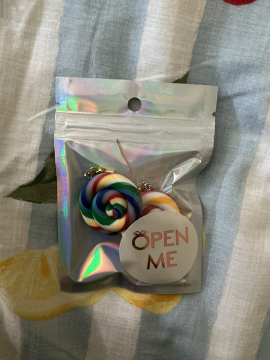 🍭 Swirl Lollipop Earrings – Sweet Candy Dangle