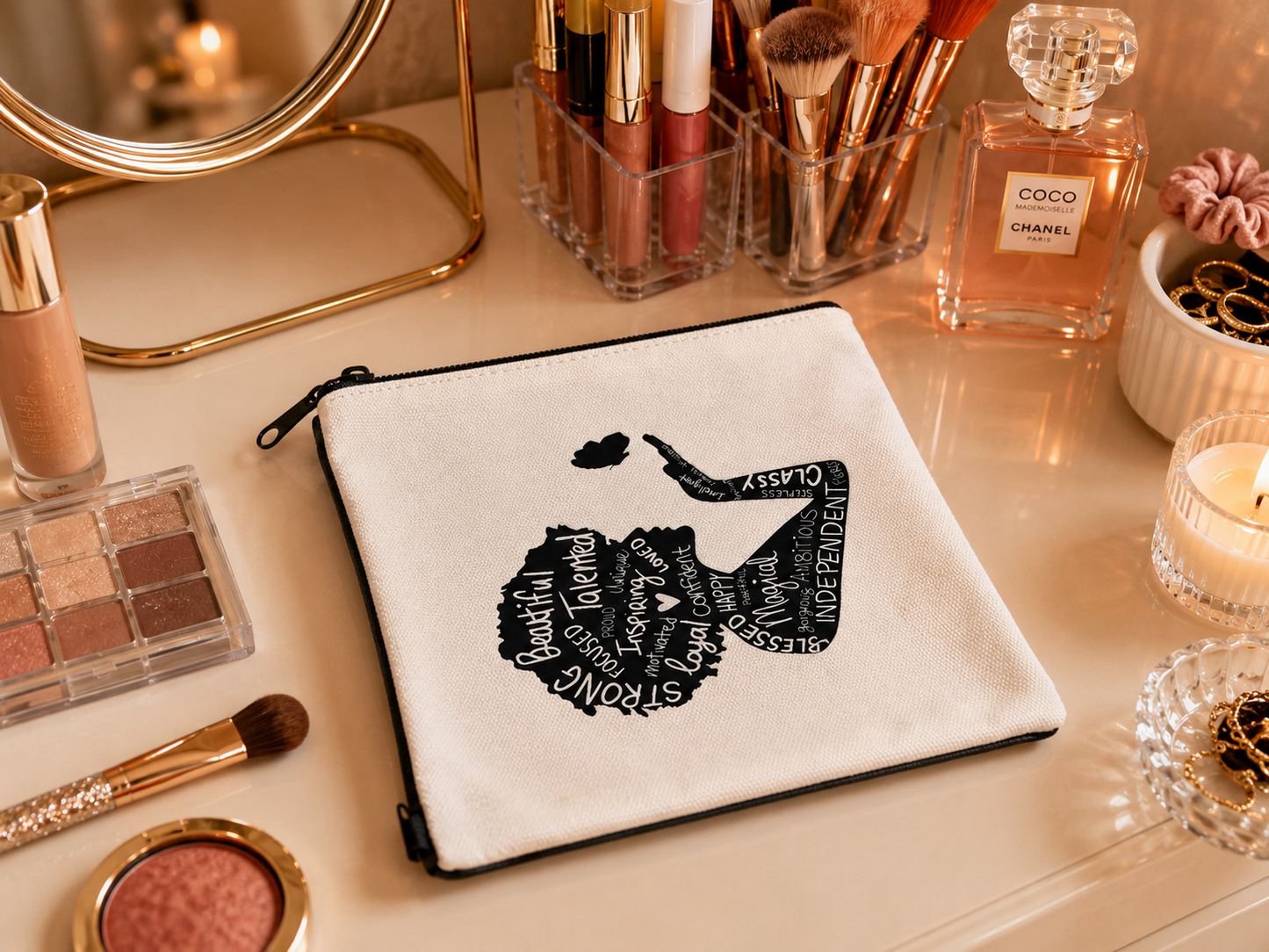 Canvas Zipper Pouch: Makeup Bag, Pencil Case, Small Travel Bag