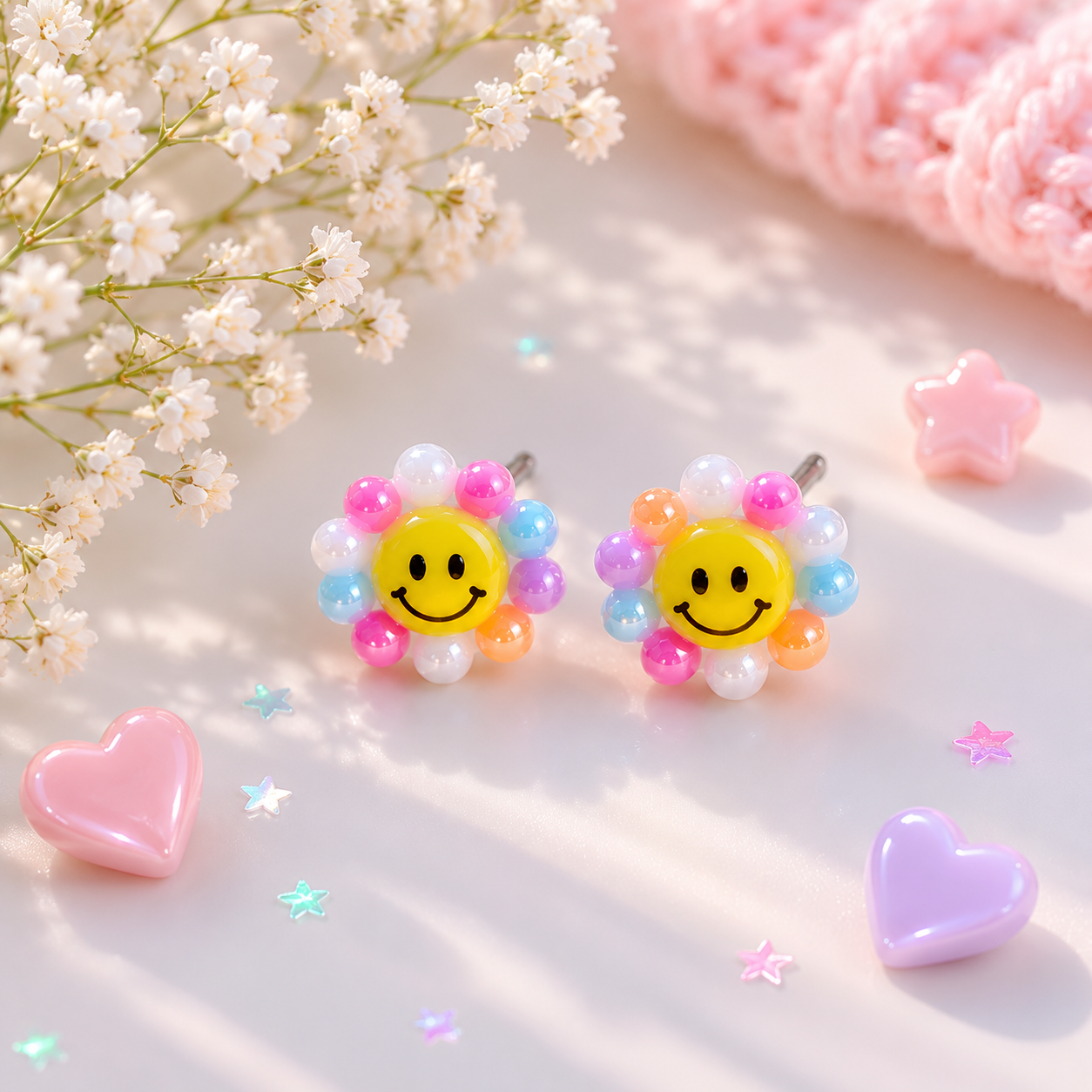 Smiley Flower Studs