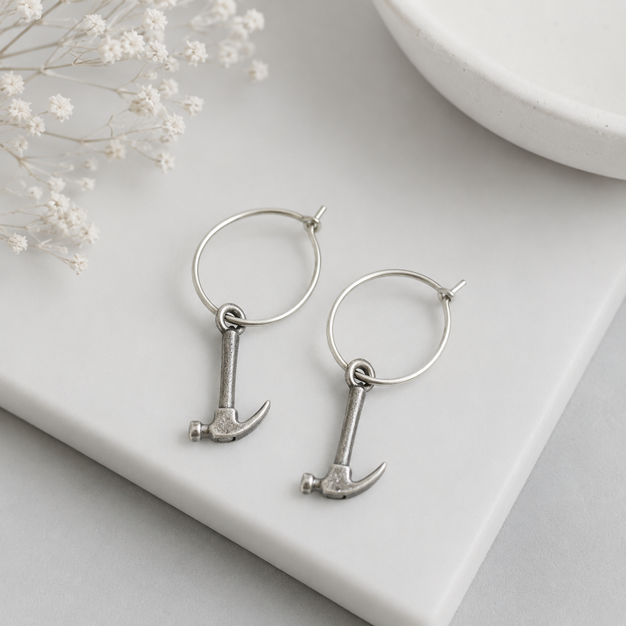 Silver Hammer Hoops