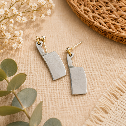 Silver Meat Cleaver Studs