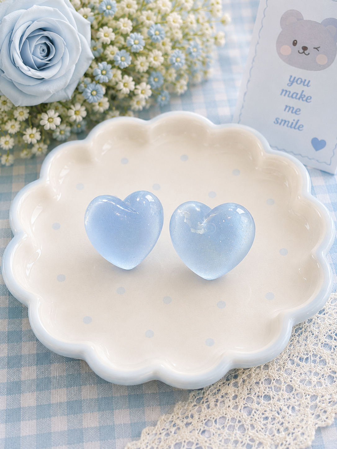 Blue Heart Studs