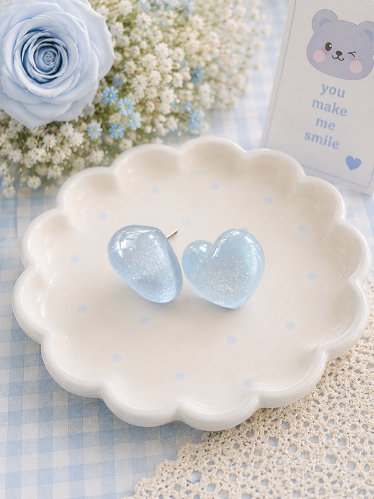 Blue Heart Studs