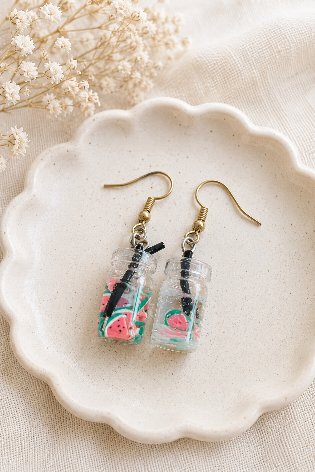 Mini Jar Drink Earrings – Lemonade, Watermelon, and More!
