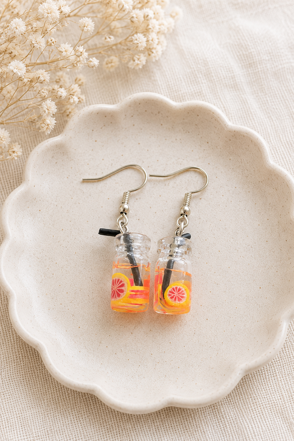 Mini Jar Drink Earrings – Lemonade, Watermelon, and More!