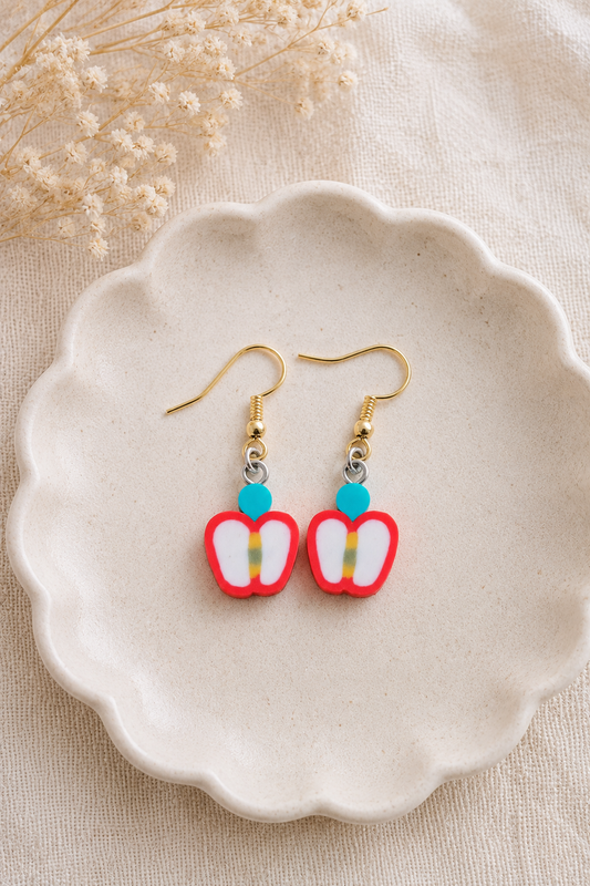 Handmade Mini Apple Slice Earrings – Fun Fruit Jewelry