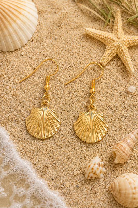 Seaside Shell Dangle Earrings | Gold & Bronze Ocean-Inspired Jewelry | Beach Boho Gift