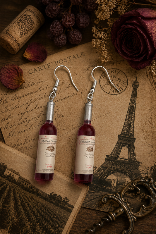 Mini Wine Bottle Earrings – Quirky Dangle Jewelry for Wine Lovers