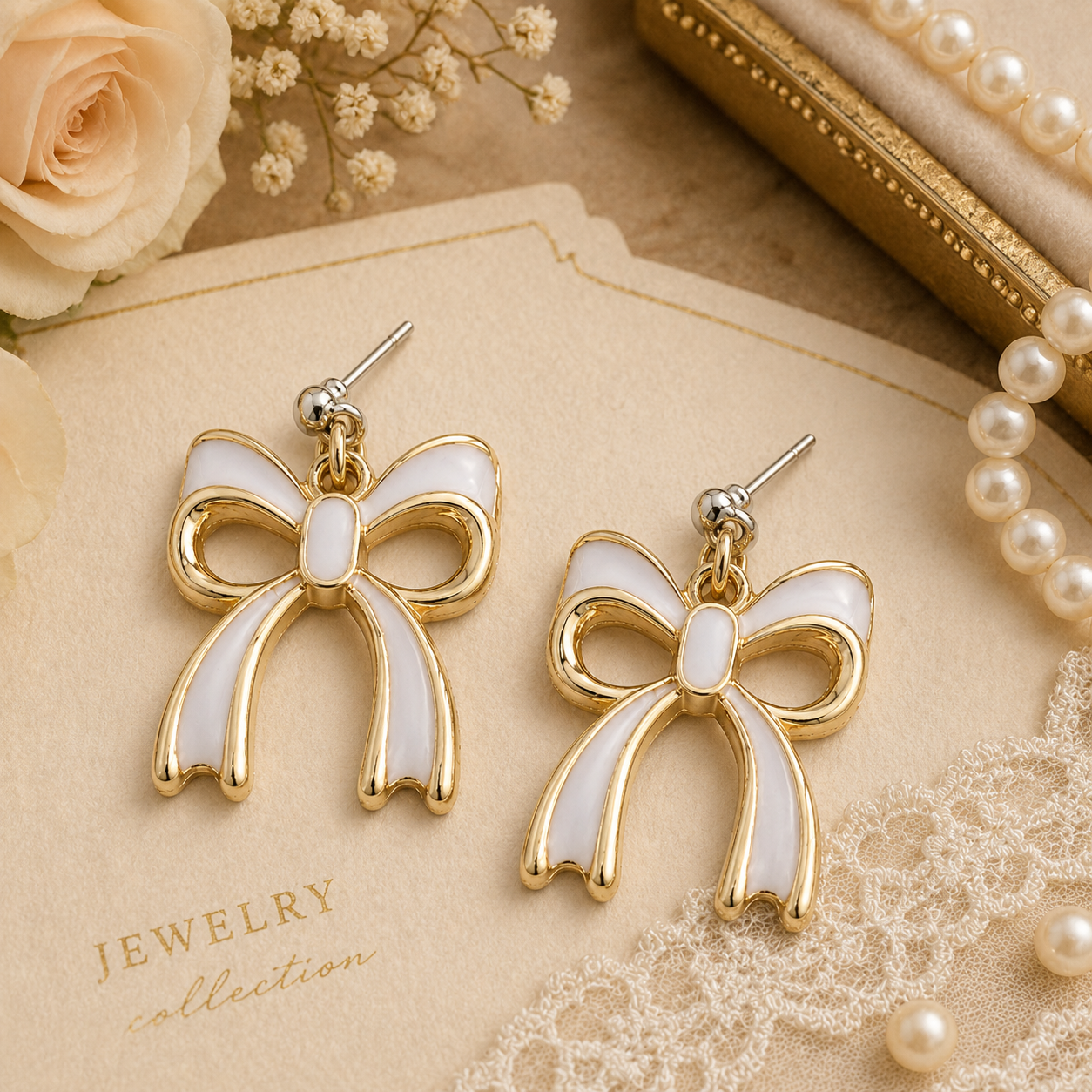 Pink Bow Studs