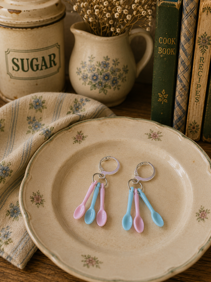 Tiny spoon dangle hoops