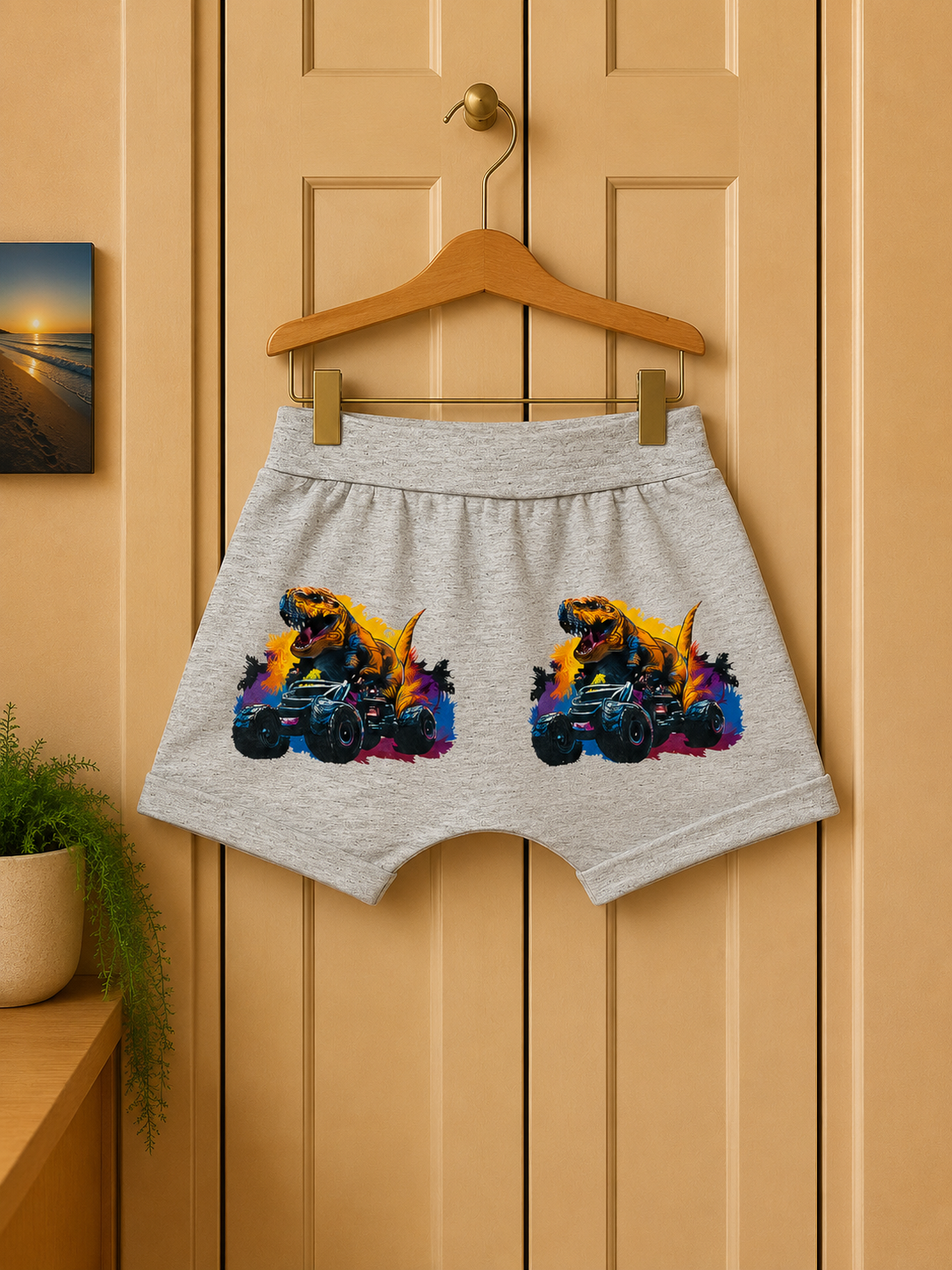 Highland Cow or Dino Truck Baby Shorts: Soft Cotton Unisex Summerwear
