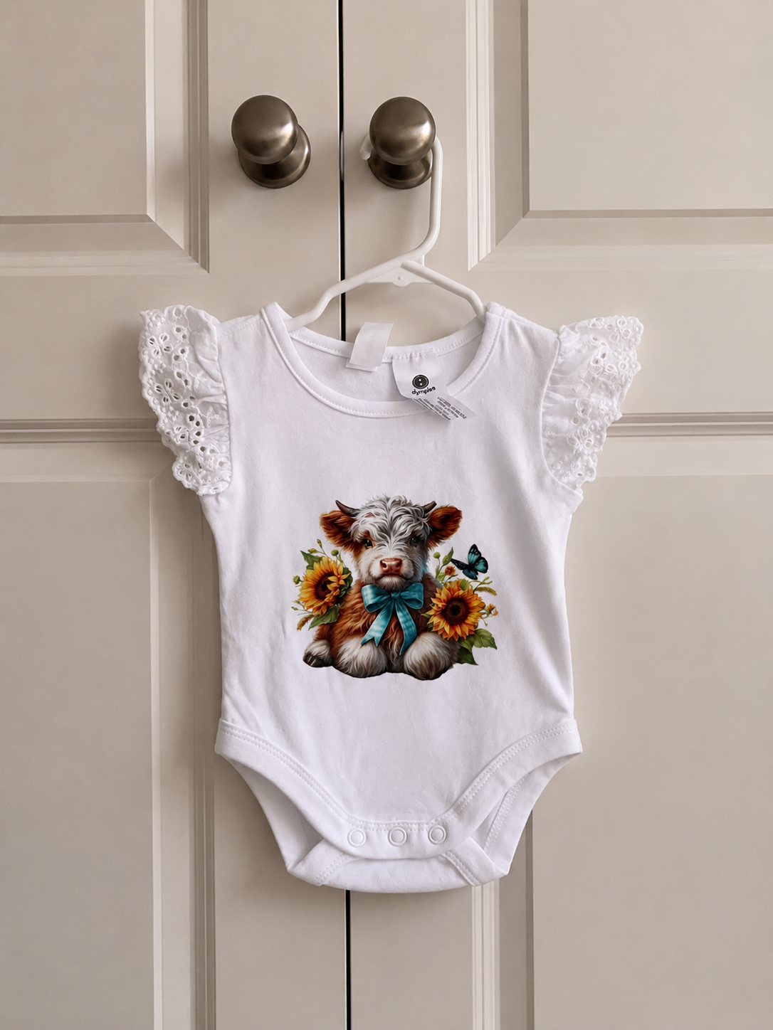 Sunflower Highland Cow Baby Bodysuit | Country Newborn Outfit
