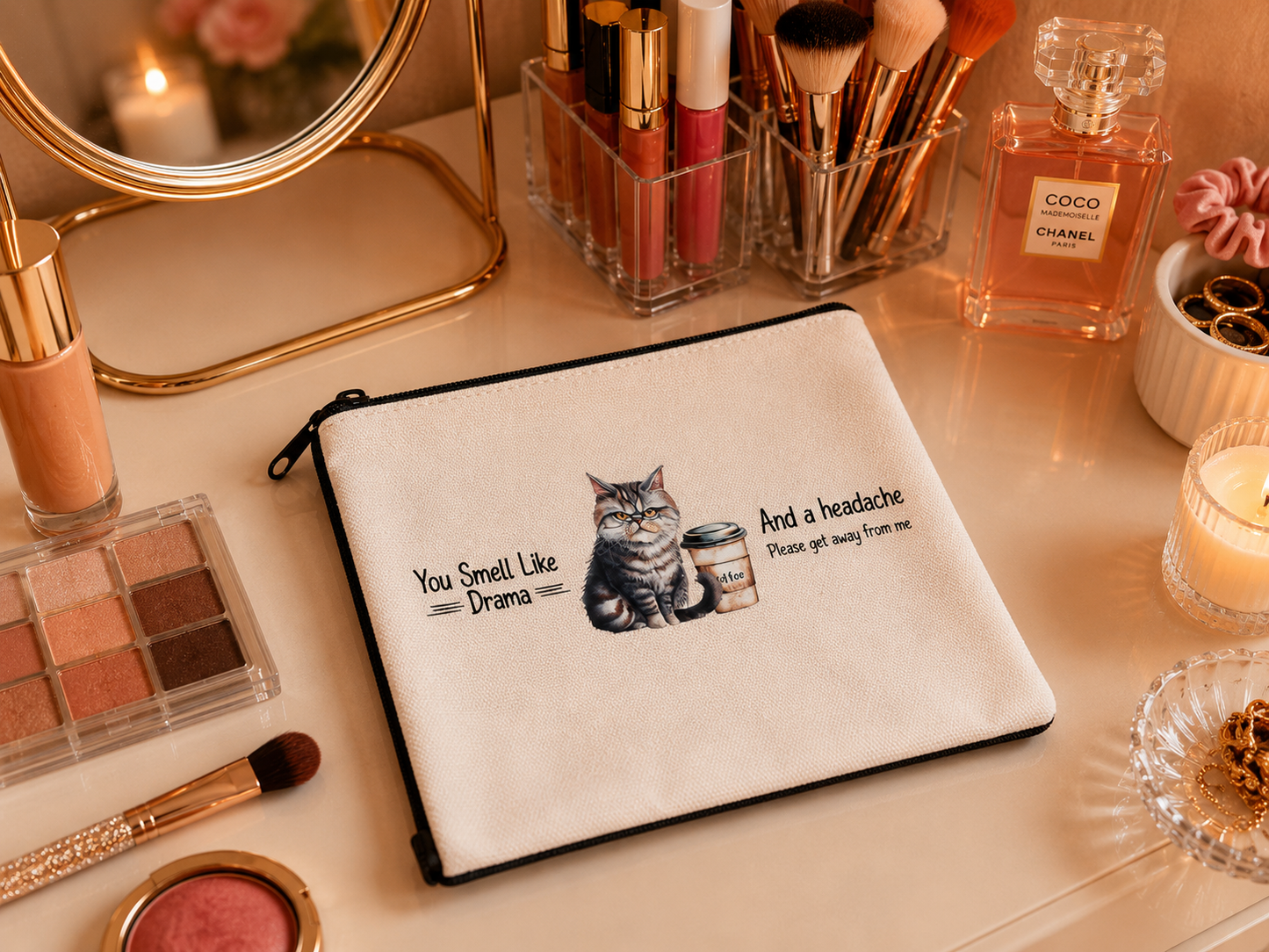 Canvas Zipper Pouch: Makeup Bag, Pencil Case, Small Travel Bag