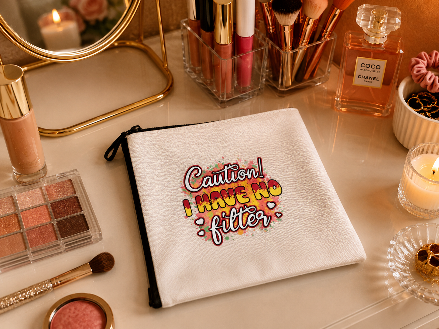Canvas Zipper Pouch: Makeup Bag, Pencil Case, Small Travel Bag