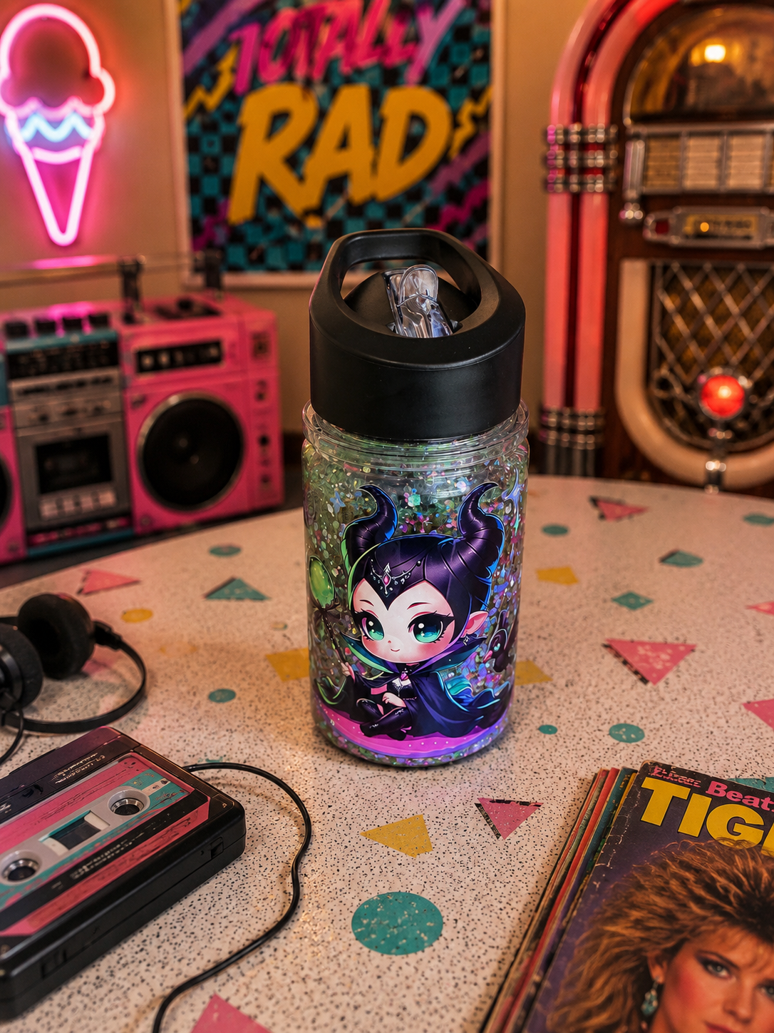 Maleficent 10 Oz Kids Snow Globe Drink Bottle
