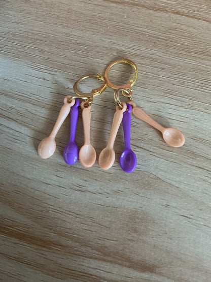 Tiny spoon dangle hoops