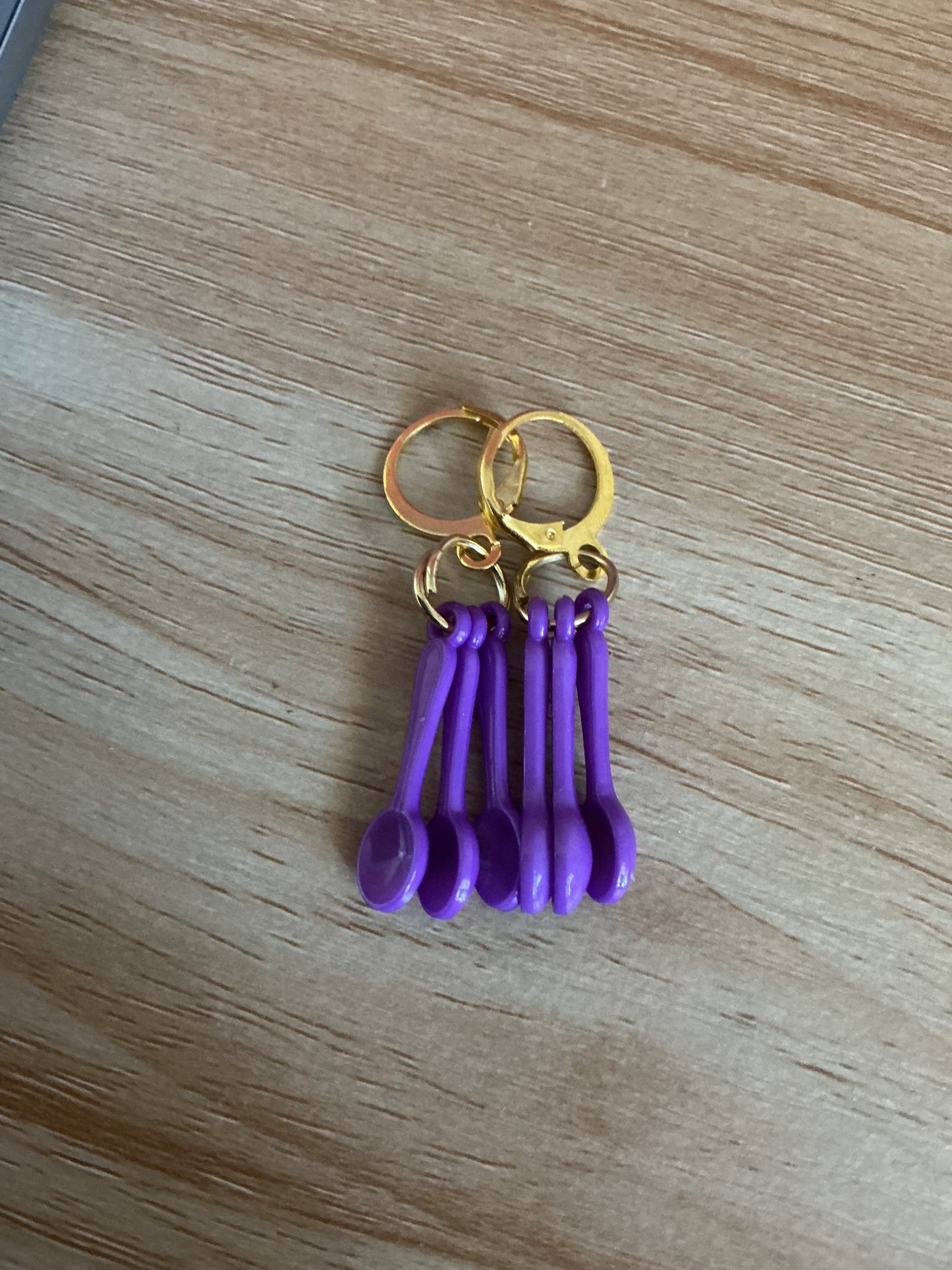 Tiny spoon dangle hoops
