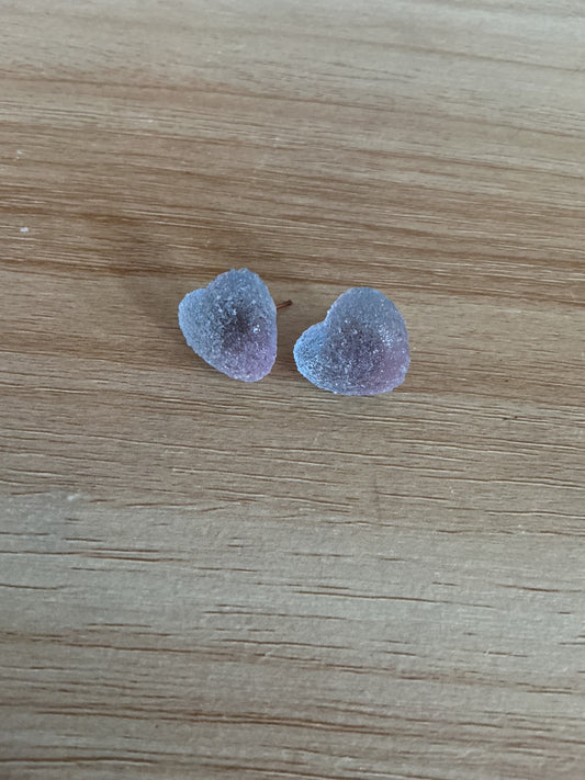 Frosted glass look heart studs