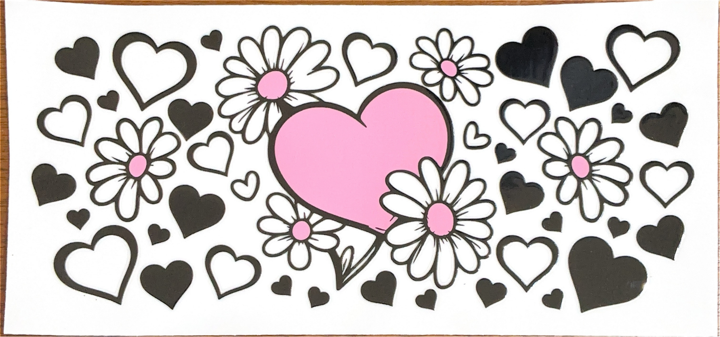 black-pink-heart-white-daisy
