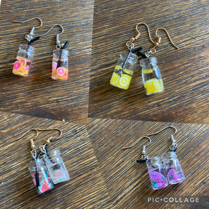 Mini Jar Drink Earrings – Lemonade, Watermelon, and More!