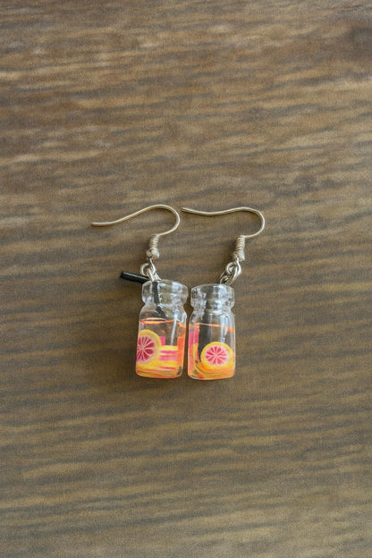 Mini Jar Drink Earrings – Lemonade, Watermelon, and More!