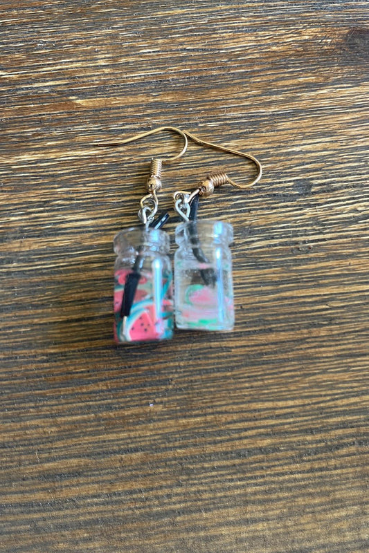 Mini Jar Drink Earrings – Lemonade, Watermelon, and More!