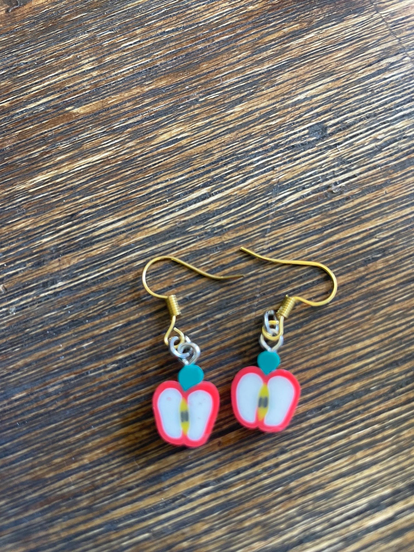 Handmade Mini Apple Slice Earrings – Fun Fruit Jewelry