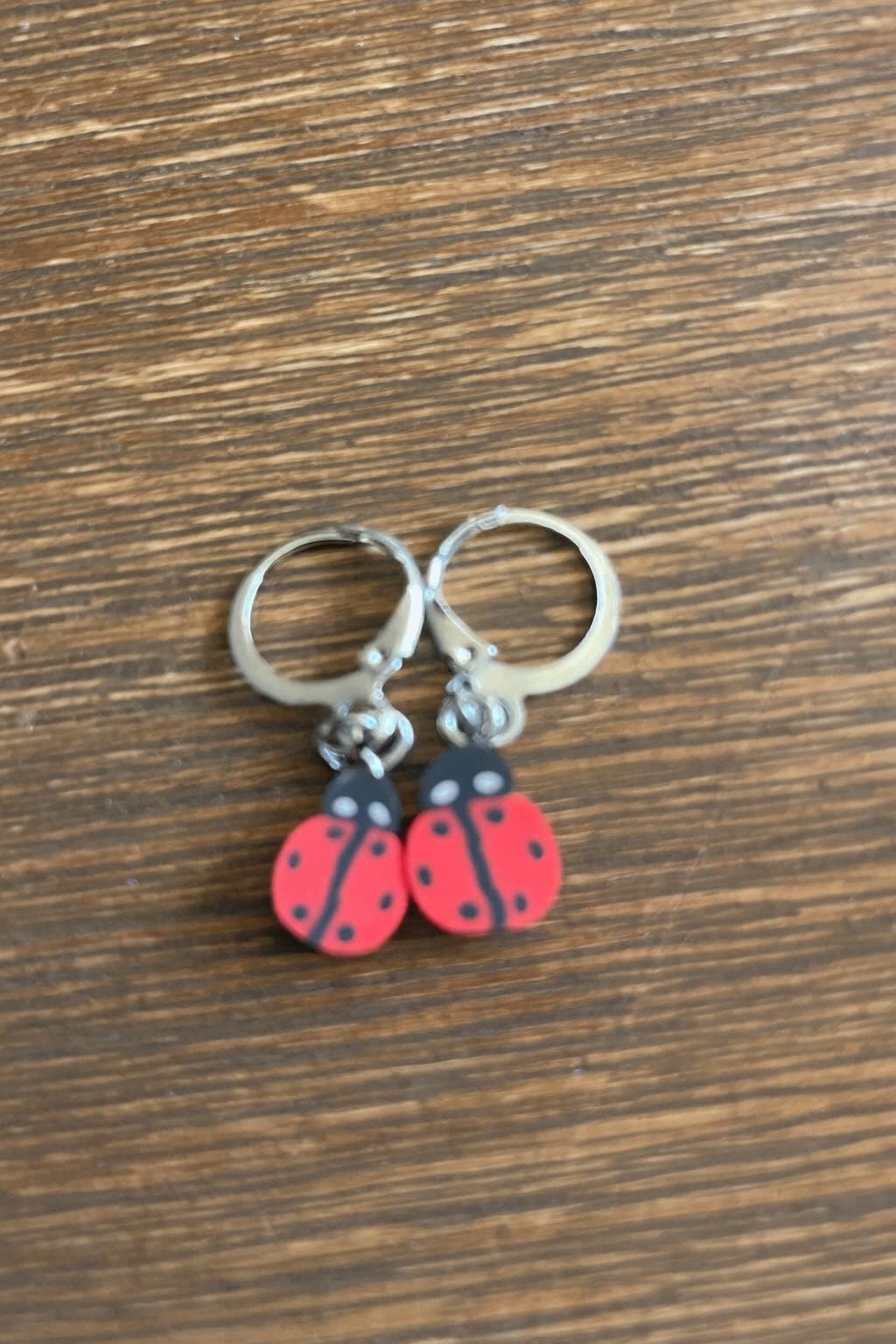 Handmade Ladybug Hoop Earrings – Whimsical Bug Jewelry